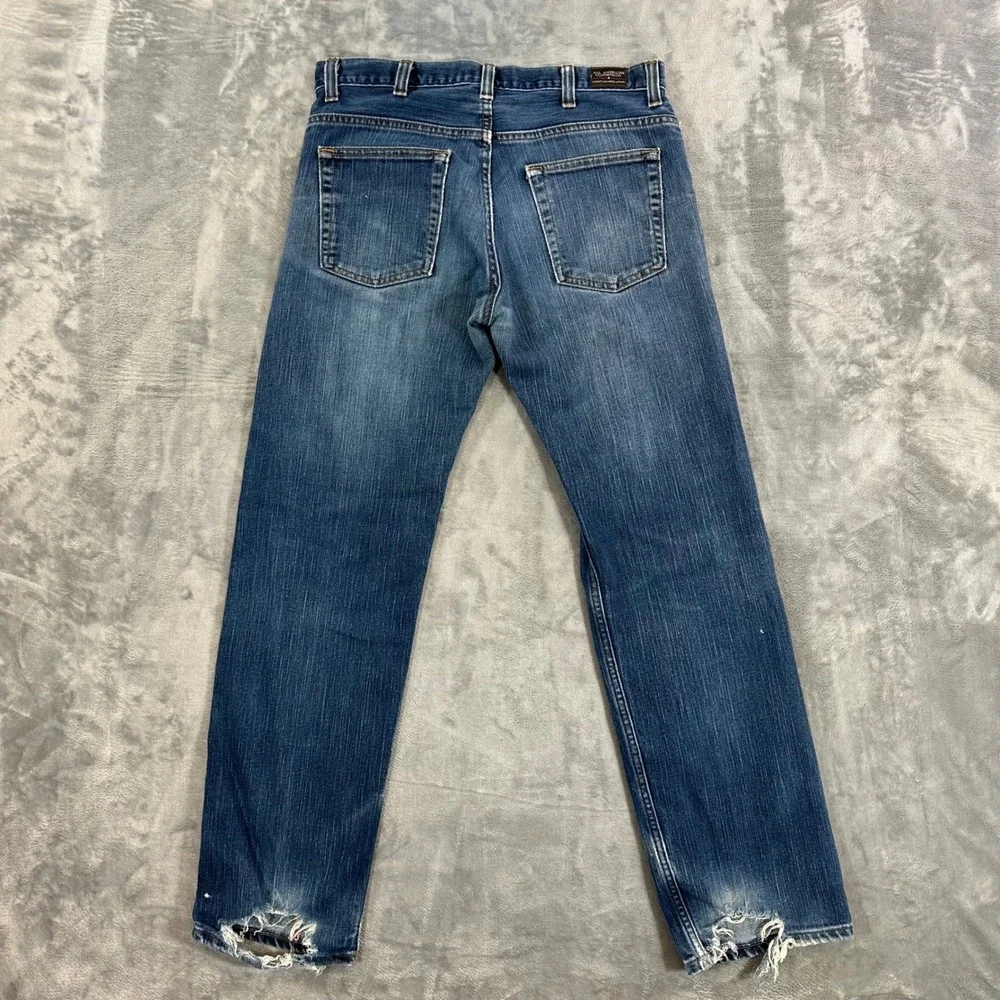 All American Clothing Straight Jeans Men's Size 34x32 Blue Distressed
